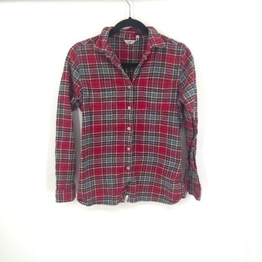 Woolrich full button front plaid red 100% cotton women medium flannel